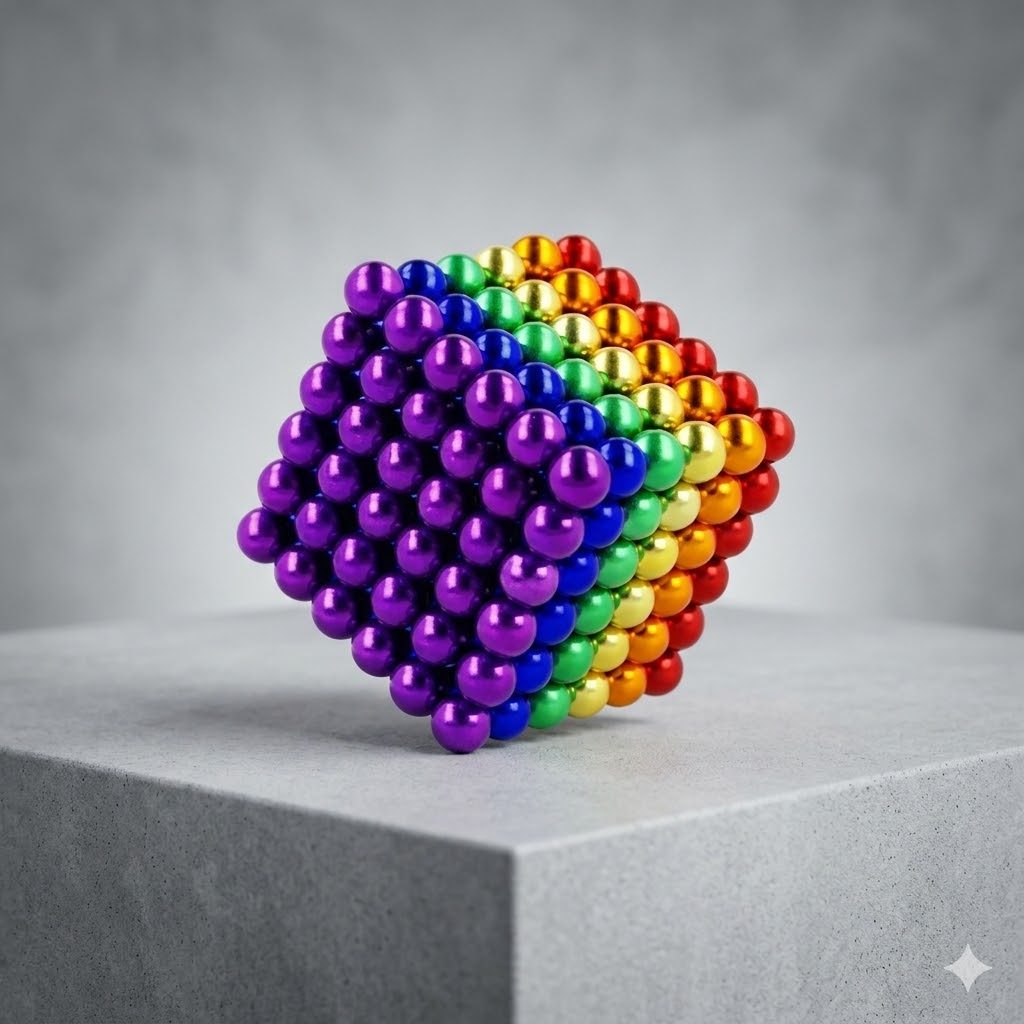 Boncuk Mıknatıs 216 Adet 5 mm Mıknatıslı Yapı Oyuncak Magnet Neo Cube 6 Renkli Hobi Seti