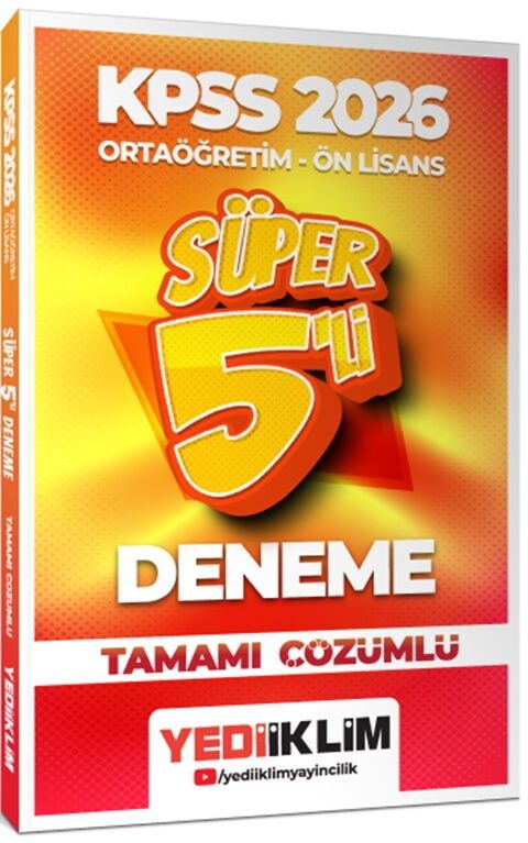 Yediiklim 2026 KPSS Ortaöğretim Önlisans Genel Yetenek Genel Kültür Tamamı Çözümlü Süper 5 Deneme